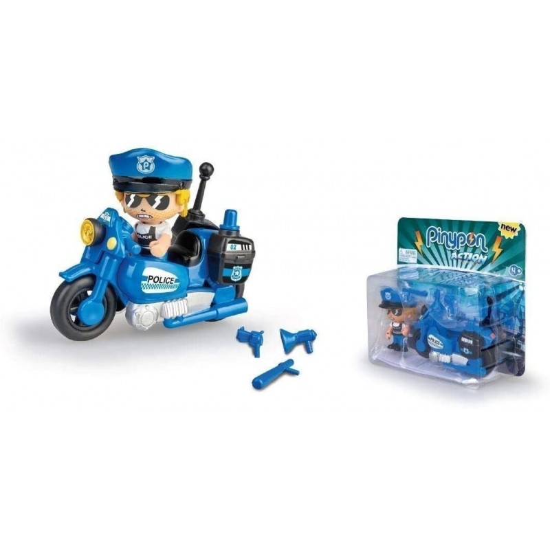 Pinypon Action- Figura, Moto policía,...