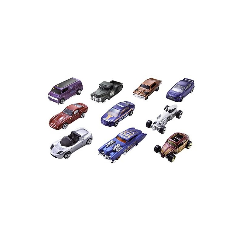 Hot Wheels Pack de 10 vehículos,...